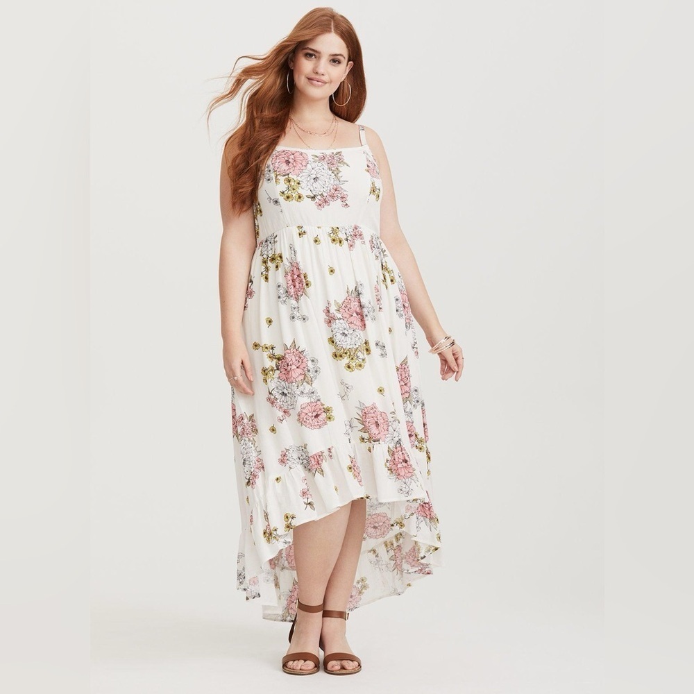NWOT TORRID Ivory Floral Gauze Maxi Dress Hippy Garden 1X
